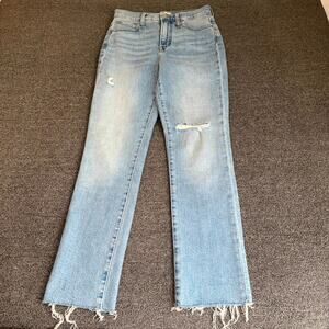 Madewell The Perfect Vintage Jeans Womens 25 Blue Distressed Light Wash Raw Hem